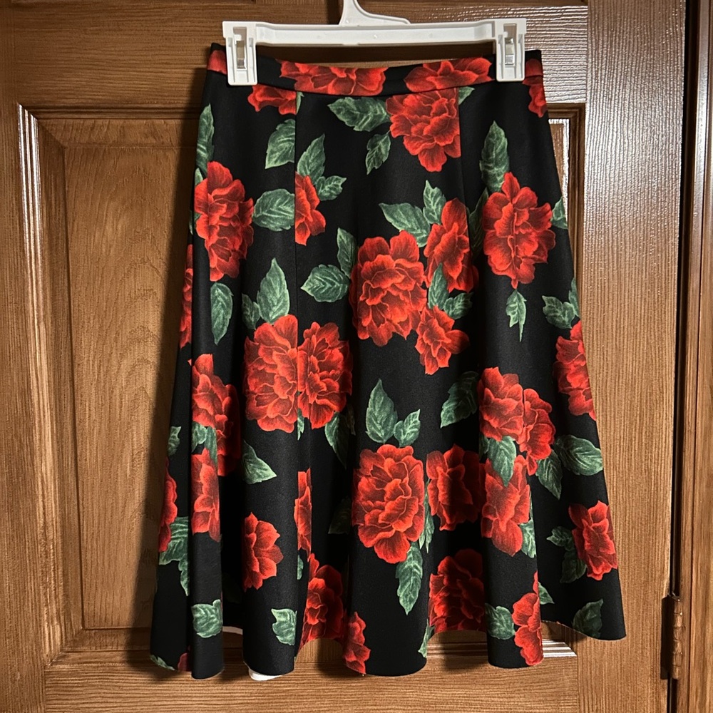 Floral Black and Red Skirt